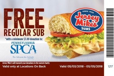Jersey Mike's supports PSPCA